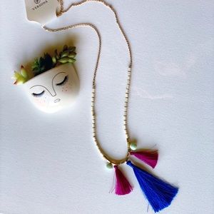 NWT Versona Long Pom-Pom & Tassel Necklace